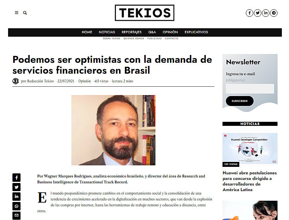 Podemos ser optimistas con la demanda de servicios financieros en Brasil